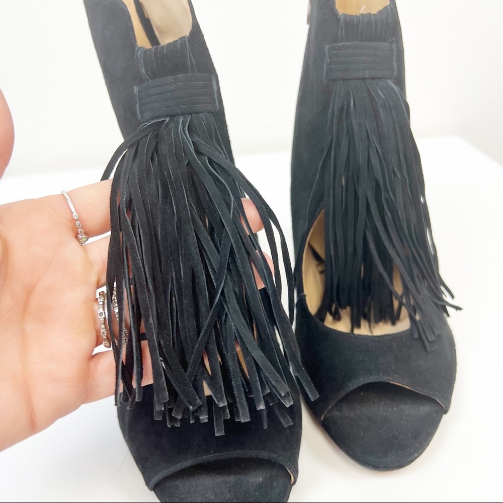 Vince Camuto Peep Toe Leather Fringe Detail Dress Sandal Size 9.5 - Picture 5 of 8